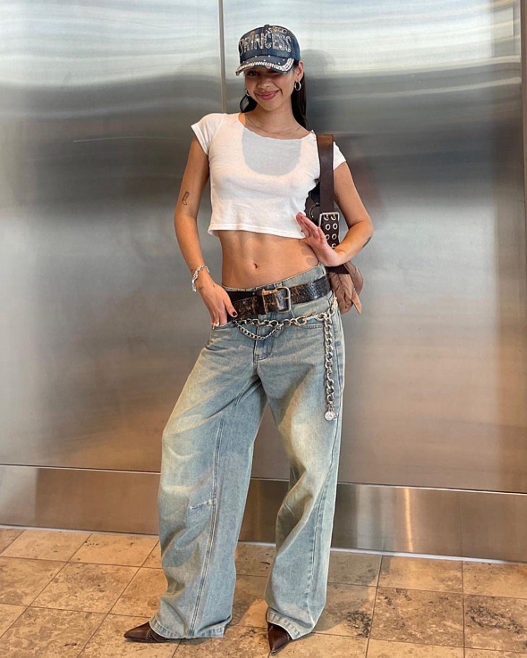 

Женские ретро-синие джинсы с низкой посадкой и широкими штанинами 3012 S морская волна