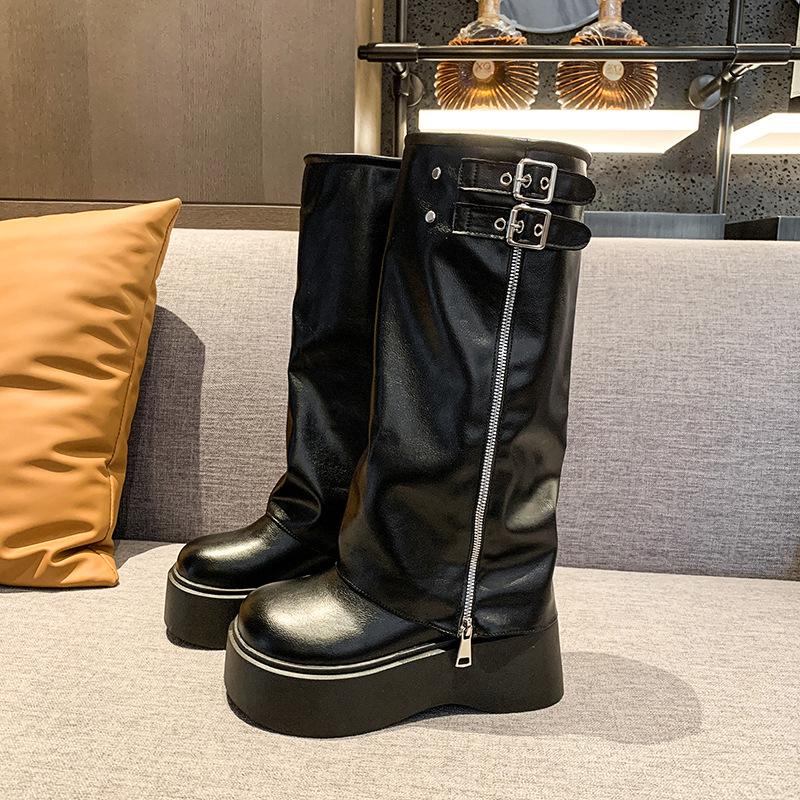 Pants boots women's 2025 new summer thick soles increase but knee boots sweet cool hot girl tall knight boots