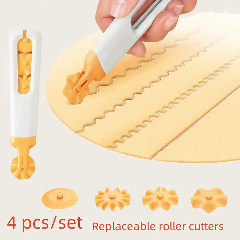 Multifunctional Four-in-one Dough Cutter Flower-shaped Roller Knife Baking Kitchen Modeling Knife Pizza Knife Pie Crust Knife