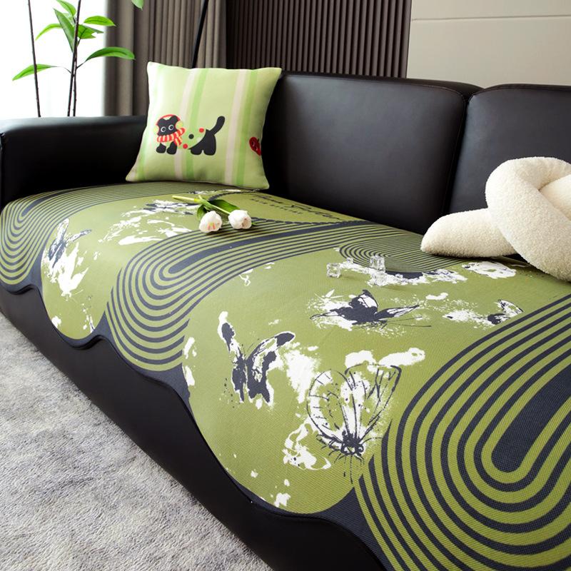 

2025 summer new ice silk cool special-shaped sofa cushion non-slip straight row retro style one-piece sofa cushion 90*70cm