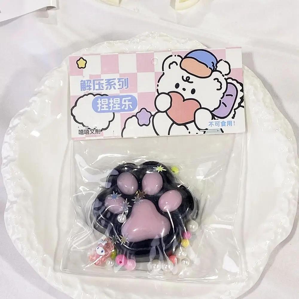 Toys Kids  Childrens Mini Cat Paw Squeeze Toy Silicone Pinch Decompression Toy Plush TPR Fidget Sensory For Adults Gift Present