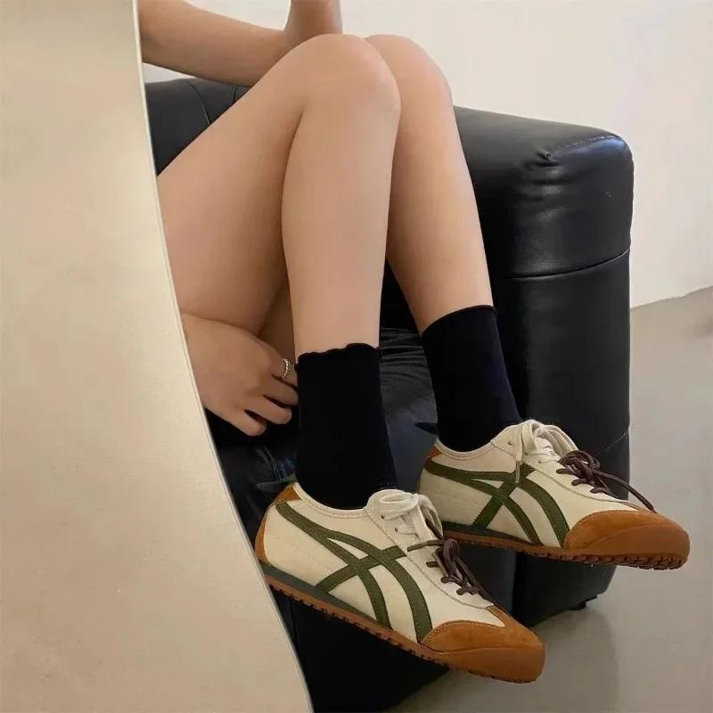 Women's Sneakers 2025 Spring and Autumn  Fashion Thick Cotton Root Roll Forrest Gump Casual Moral Training Shoes Women's Shoes