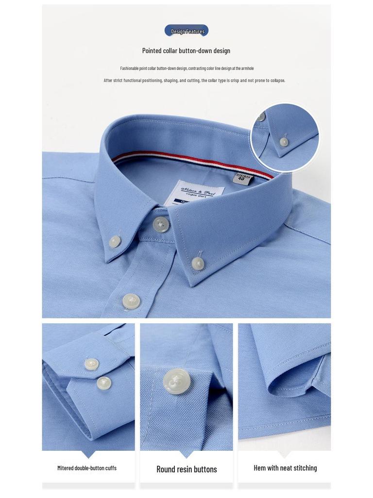 Men's Long Sleeve Striped Oxford Button-Down Shirt - New Color