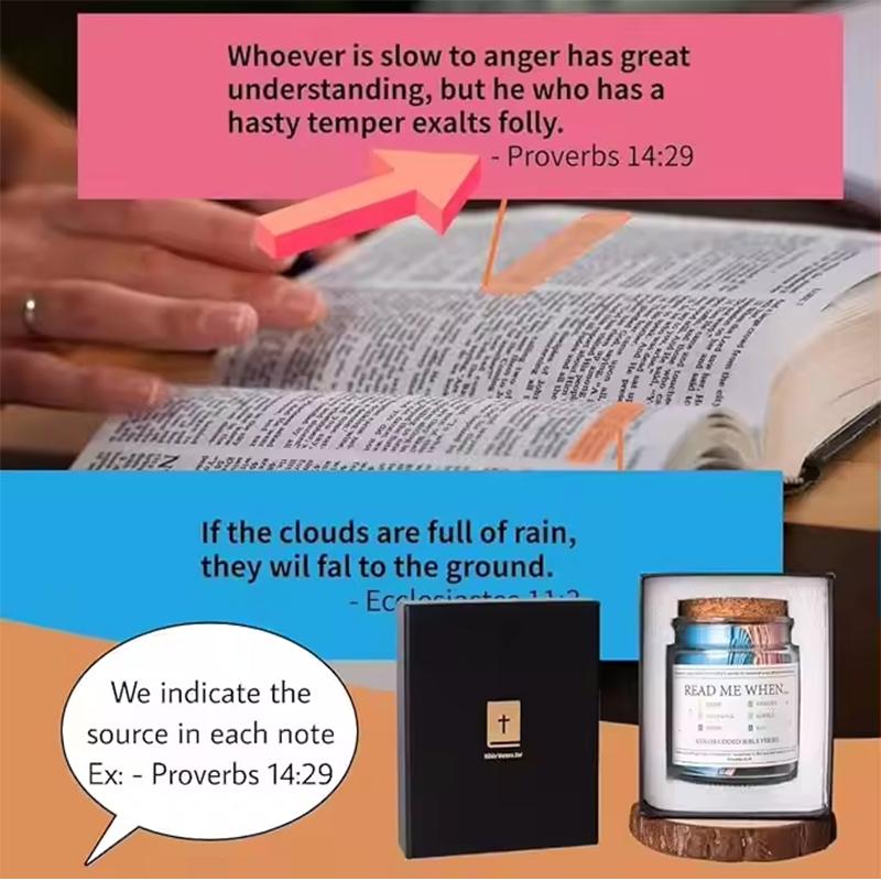 Glass Christian Bible Jar Pot  Priere Different Moods Bible Notes Cadeaux Chretiens Used For Emotions And Feelings Scripture