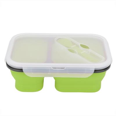 Tragbare faltbare Lunchbox aus lebensmittelechtem Silikon, Lebensmittelaufbewahrungsbehälter 1L (Grün)