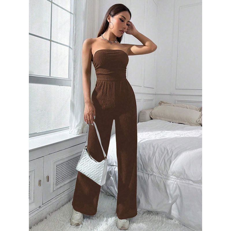 2025 European and American Sexy Sexy Tube Top Jumpsuit Women's Summer New Arrival Silm Slim Looking Easiest for Match Casual Wide-Leg Trousers