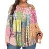 Women's Plus Size Fashion  Printed Casual Pleated Round Neck Long Sleeve Top