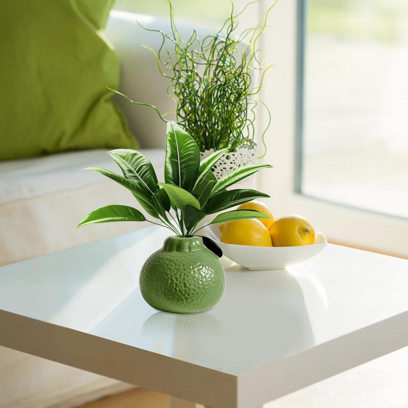 Ceramic Flower Vase Tangerine Shaped Desktop Decorative Vase Flower Vase For Farmhouse Decor Desk Decor Modern Decor Aesthetic