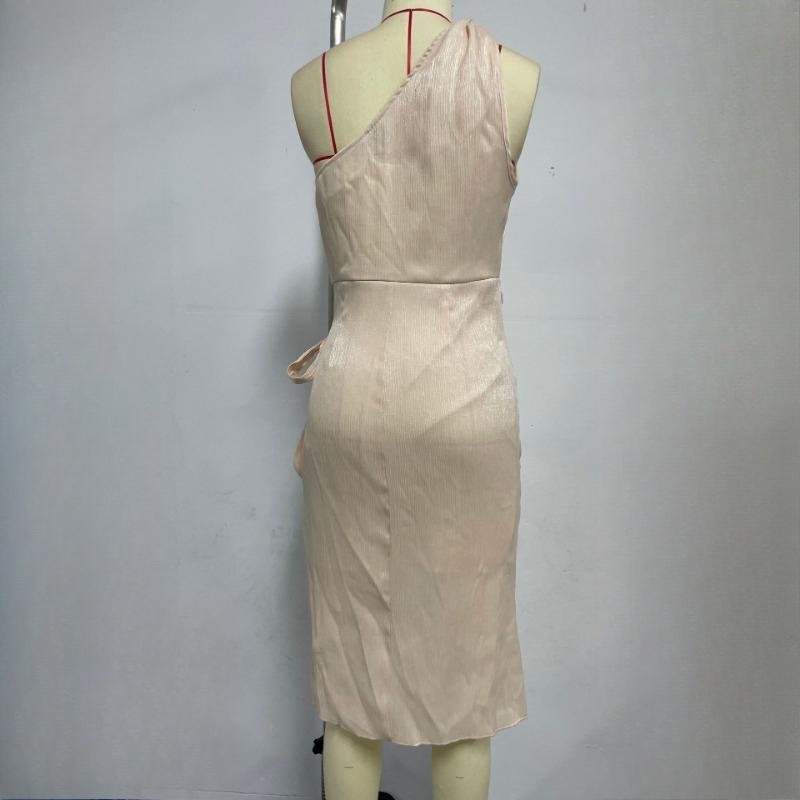 GMXIA Women's Summer Temperament Sexy Slant Shoulder Slim Dresses