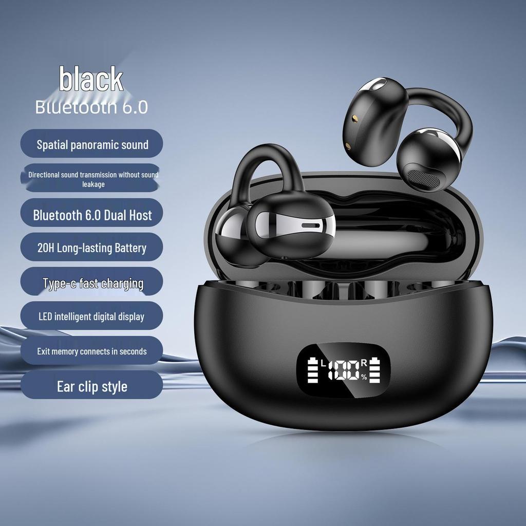 Huaqiangbei 2025 True Wireless Ear Clip Bluetooth Headphones - Ultra-Long Battery Life, Pain-Free Design.