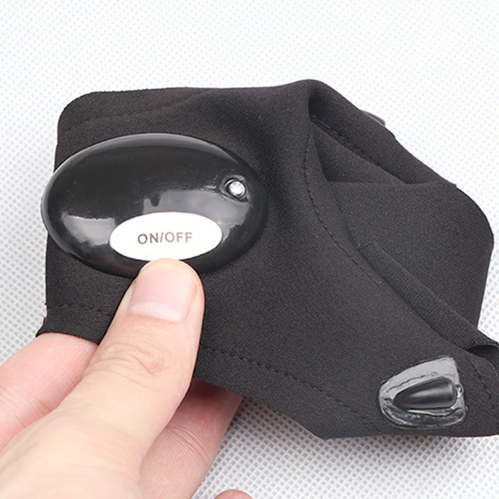 2 PCS LED Luminous Fishing Gloves Outdoor Night Fishing Flashlight Half Finger Gloves