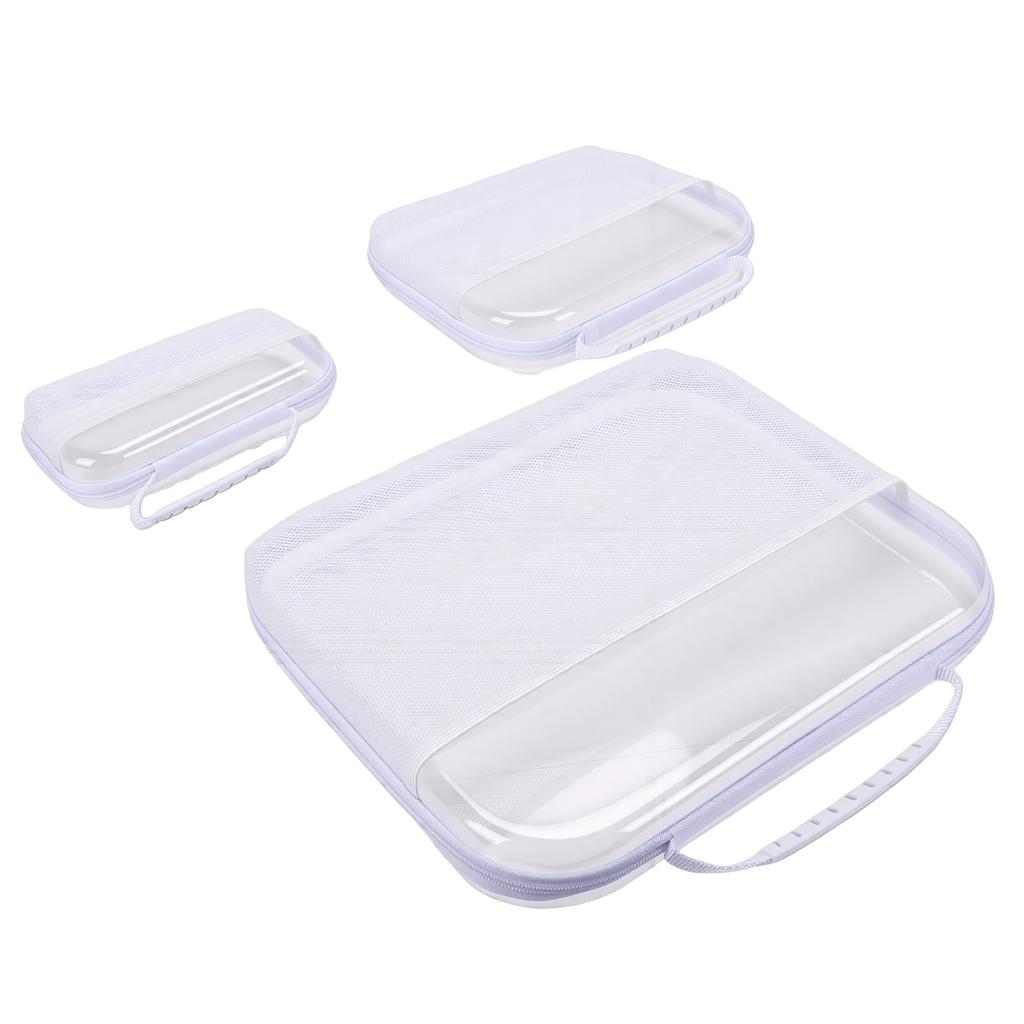 3pcs Transparent Makeup Bag with Handle Water Proof Clear Hard Shell Case for Travel White