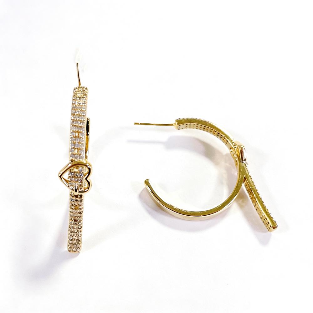 European Trendy Large Heart Hoop Zircon Earrings: Women s Exaggerated Heart-Shaped Jewelry