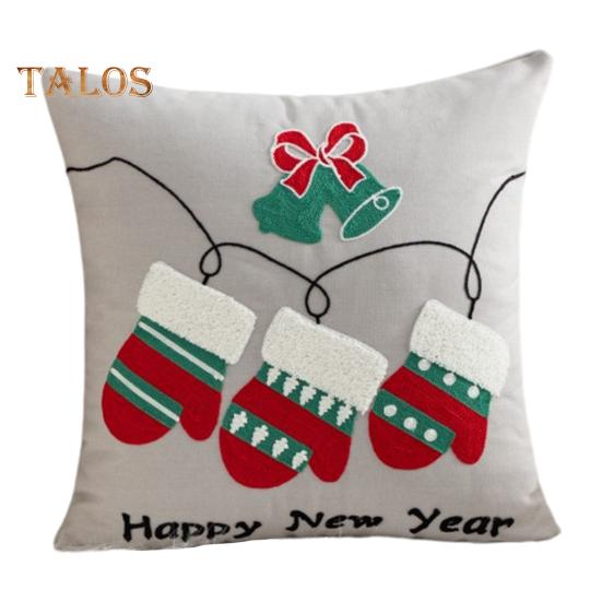 Taie d'oreiller de Noël à imprimé de dessin animé coloré, forme carrée, décoration de chambre à coucher, salon, canapé, taie d'oreiller