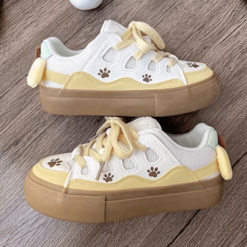 Bread shoes women's spring and autumn platform milk yellow niche design student versatile skateboard shoes cute pudding dog shoes