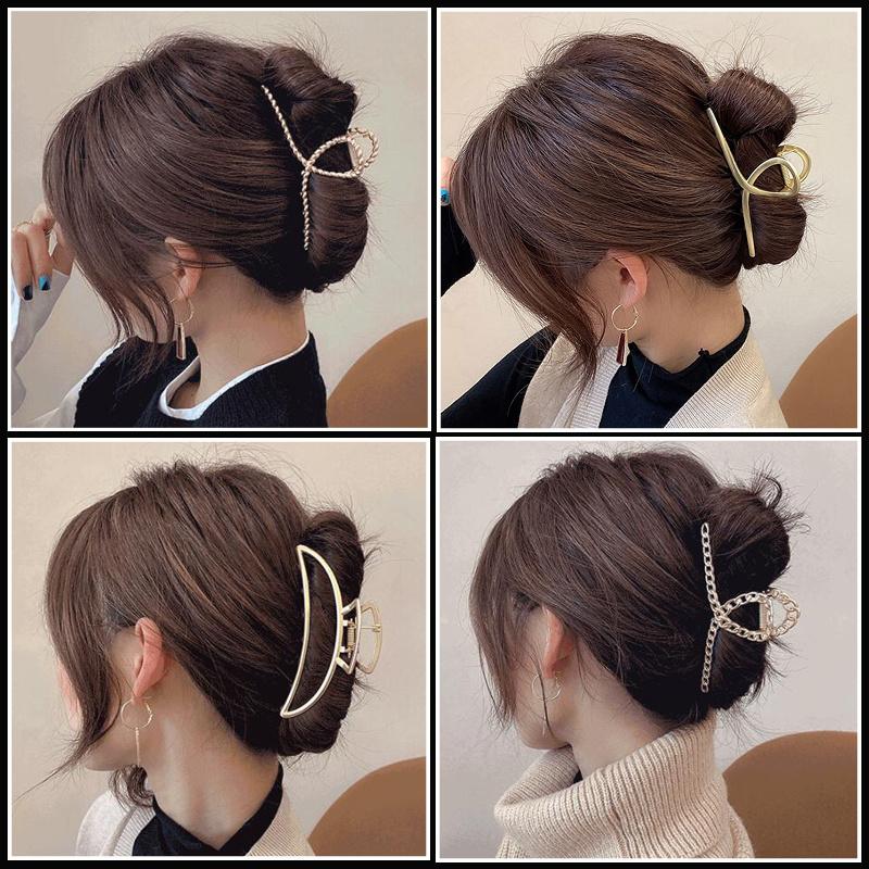 Simple Metal Geometric Hair Claw Clips Elegant Geometric Hair Accessories Cross Crab Bath Clip For Women Girl Headwear