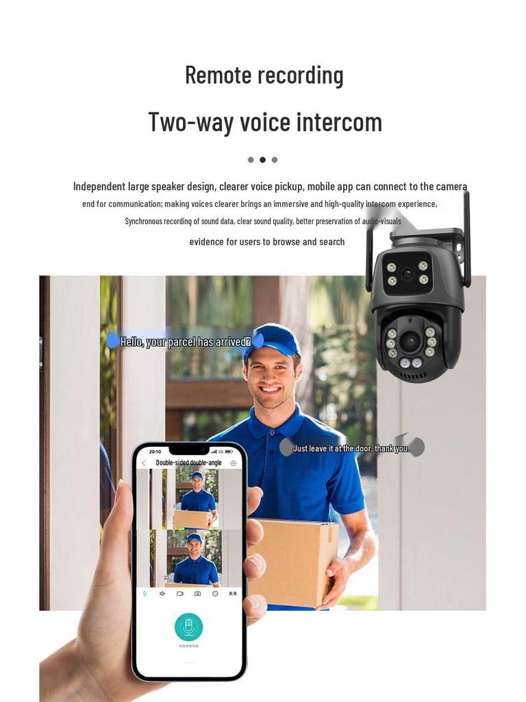 360° Dual-Screen Wireless Camera with Night Vision for Home and Outdoor Use