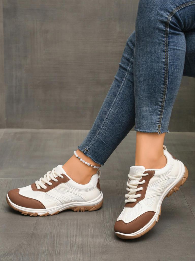 Spring And Autumn Fashion Anti Slip Hiking Shoes For Women Breathable Lace Up Sports Shoes Comfortable Casual Shoes