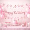 Paper Material Ballet Birthday Banner Pink Color Ballet Theme Set  Birthday Party