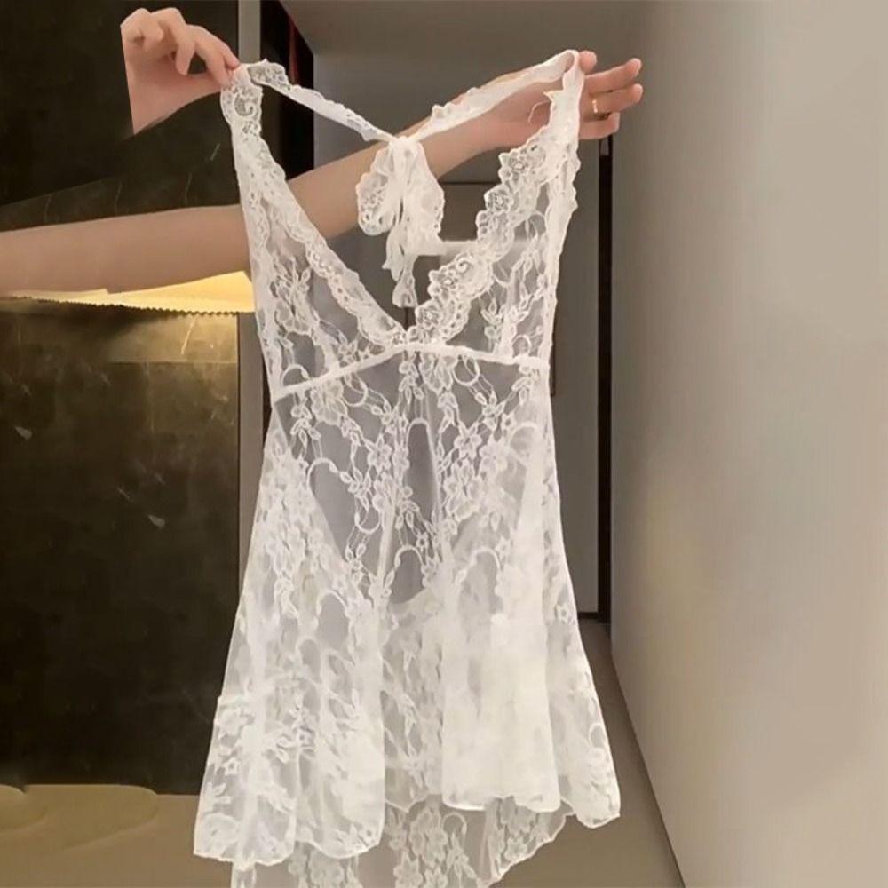 Polyester Lace-up Short Skirts V-neck Beachwear New Hollow Out Camisole  Women