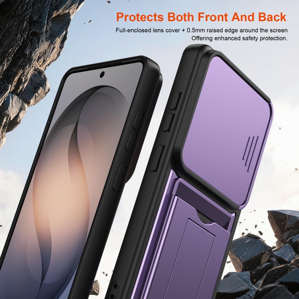 Slide Camera Lens Protector Phone Case Built-in Card Slot Holder Invisible Bracket Kickstand For Samsung Galaxy S26 Ultra Plus+