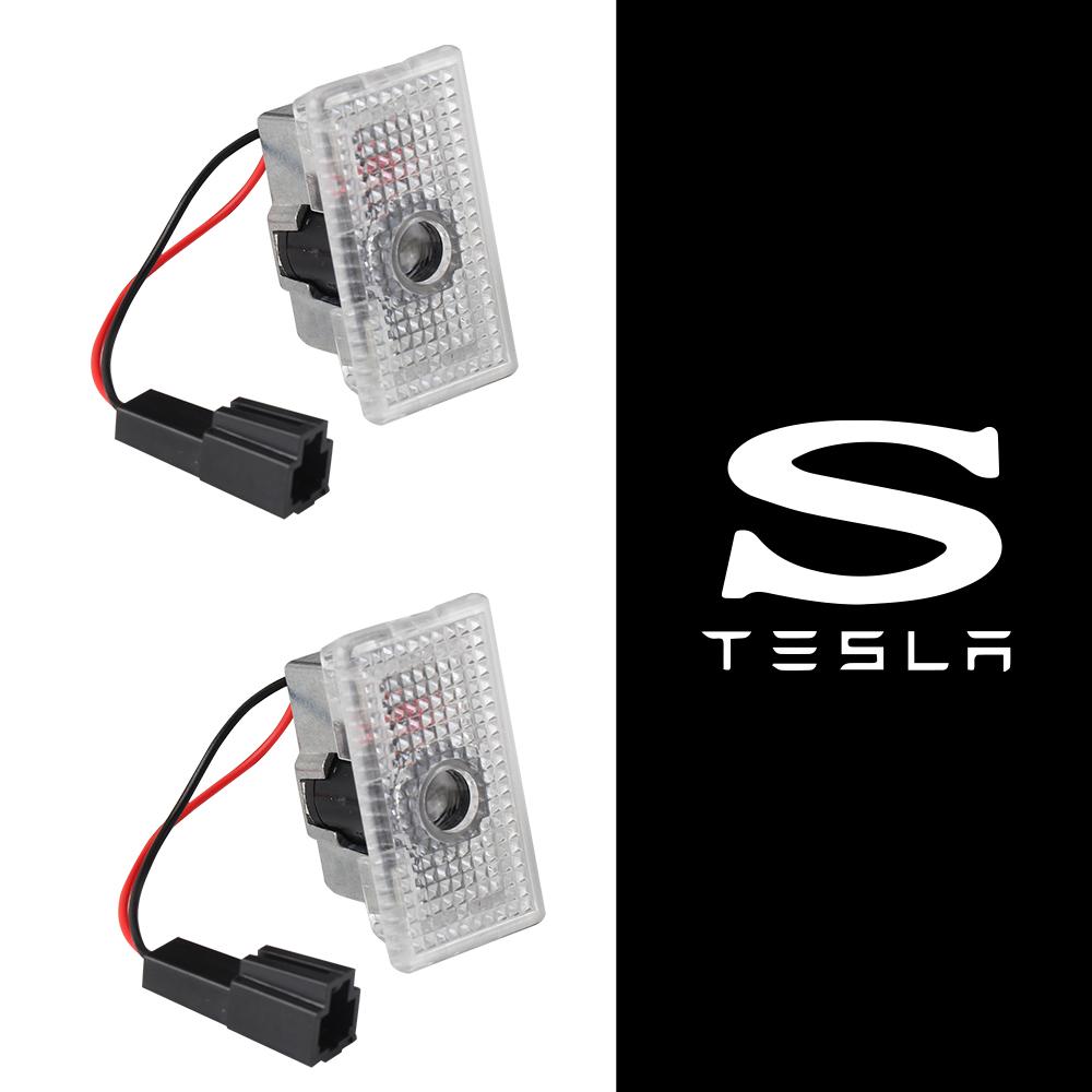 For Tesla Model 3 Model S X Model Y 2pcs Car Door LED Logo Projector Puddle Light Welcome Light Laser Projector Auto Accessories