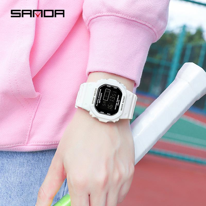 Sanda Square Multifunctional Waterproof Luminous Sports Watch for Men & Women - Fashionable Student Wristwatch
