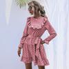 YYFS Women's Vintage Summer Spring Polka Dot Print Long Sleeve O-Neck High Waist Casual Dresses