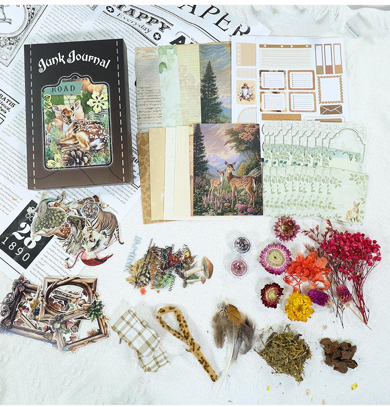 Retro Art Sticker Set: Dried Flower Journal Paper with Creative Cross-Border Designs