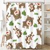 Adorable Monkey Bears Shower Curtain Waterproof Fabric Decorative Bathroom Window Covering For Kids Bath Room Green Leaf Print