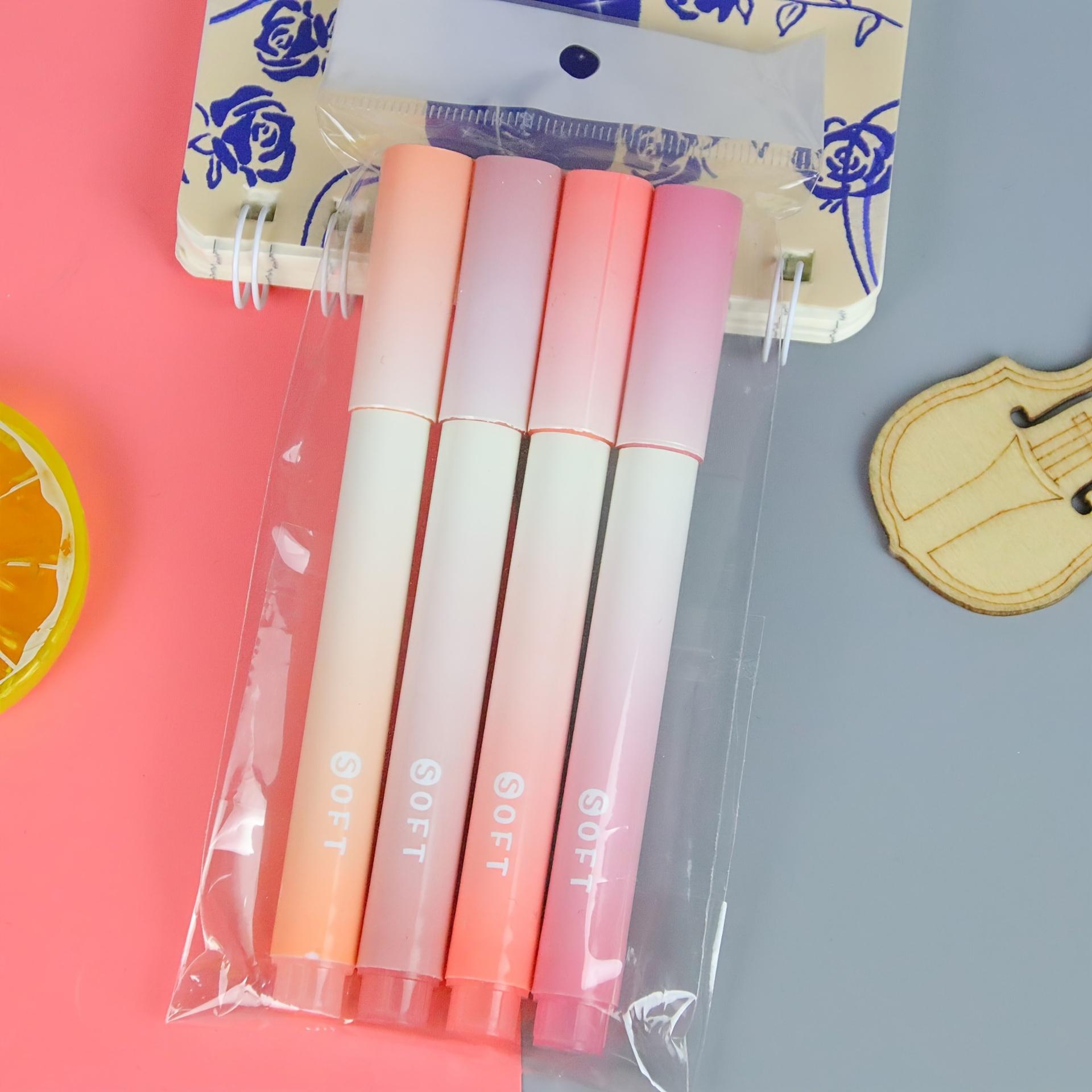 

4pcs/bag, Gradual Color Changing Fluorescent Pen 12 Color Eye Protection Glitter Pen Key Marking Pen Creative Color Hand Ledger розовый