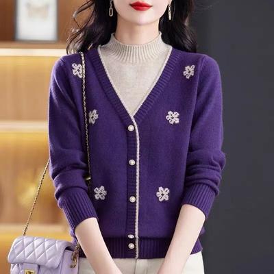 Women's Clothing Button Long Sleeve Half High Collar Autumn Winter Sweater Knitted Pullover Casual Elegant Screw Thread Tops
