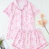 European-American Cross-Border Bow Heart Short Sleeve Pajama Set