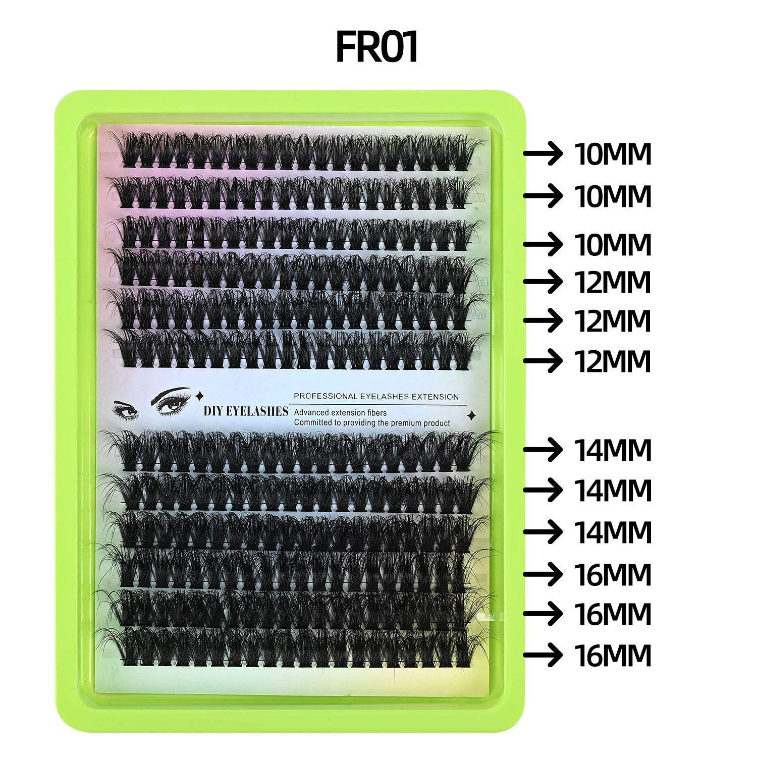 European American DIY Self-Adhesive Individual Cluster Eyelashes - Natural & Thick Style FR01 чёрный