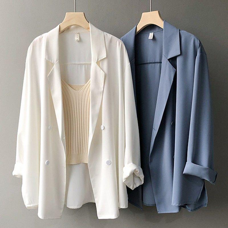 

Korean Chiffon Blazer: Women s Spring/Summer Sun Protection, Loose Drape, British Style X-Large чорний