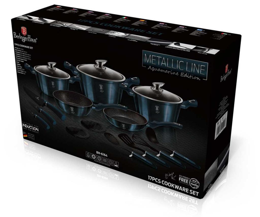 Berlinger Haus Bh-6164 Aquamarine Granite Cookware Set 17 Pieces
