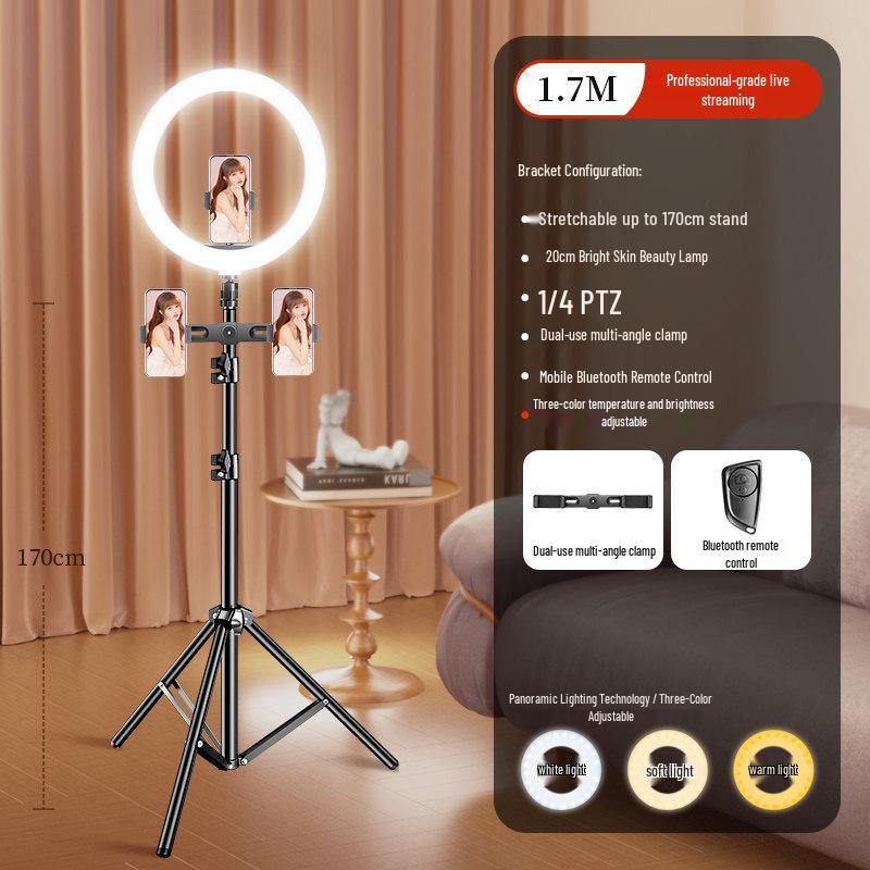 Professional Desktop Ring Light Stand for Streamers - Large Aperture Beauty & Selfie Light