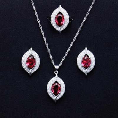 Elegantes Zirkon Brautschmuck-Set: Europäischer & Amerikanischer Stil Ring-, Halsketten- und Ohrring-Trio.