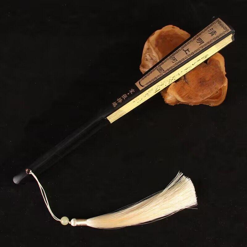 Retro style men's big folding fan with fan tassel Portable daily decorative hand fan Laser engraving fan bone Durable hand fan