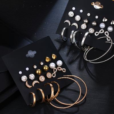 12 Paare/Set Böhmische Legierung Herz Mond Ohrringe Set Damen Modeschmuck Partygeschenke