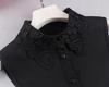 Spring & Winter Women's Anti-Wrinkle Chiffon Embroidered False Doll Collar Lapel Shirt Collar