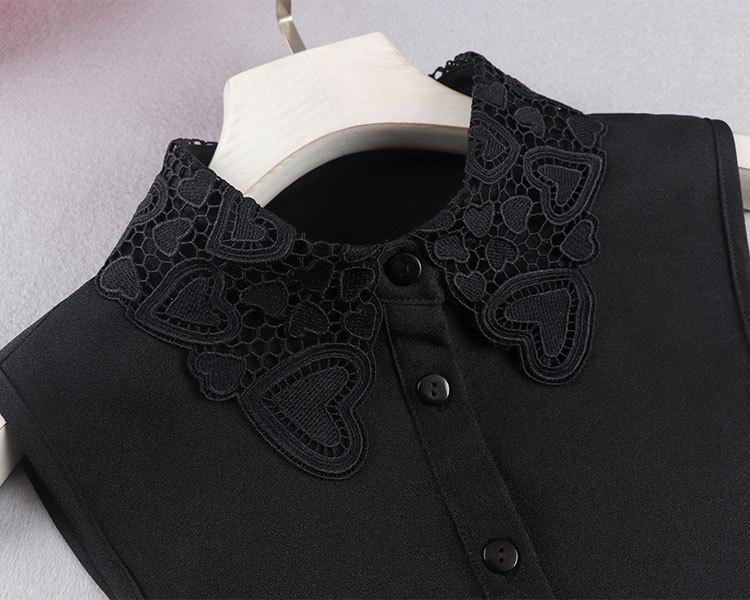 Spring & Winter Women's Anti-Wrinkle Chiffon Embroidered False Doll Collar Lapel Shirt Collar