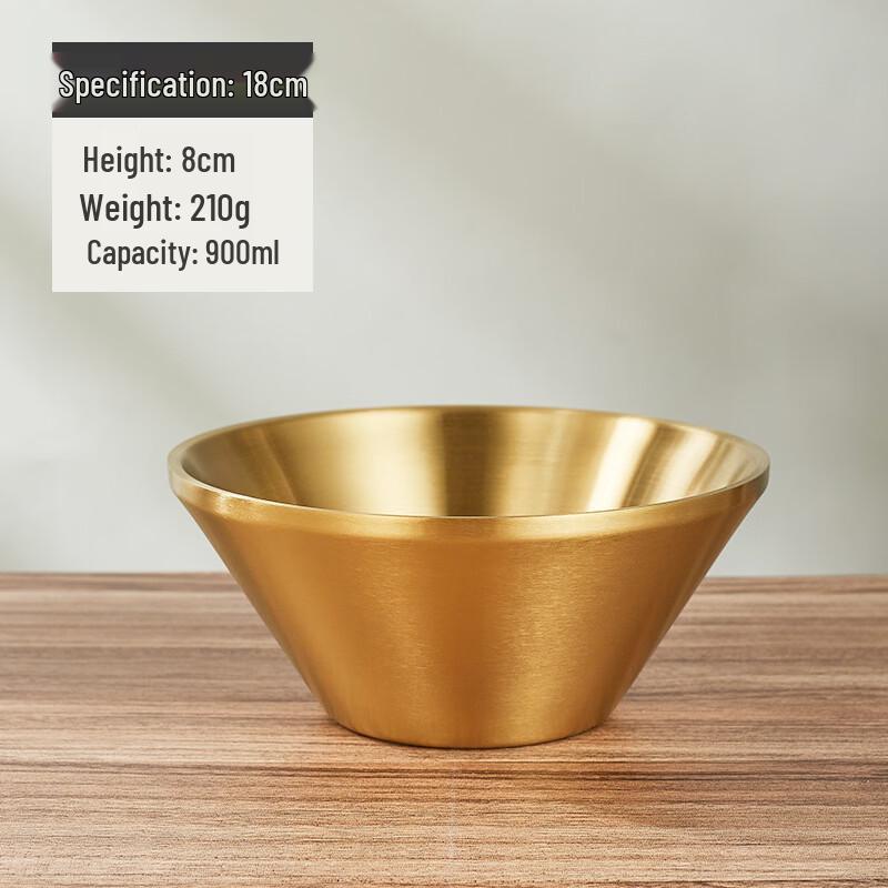

ZISIZ Stainless Steel Gold Double-Layer Conical Salad Bowl