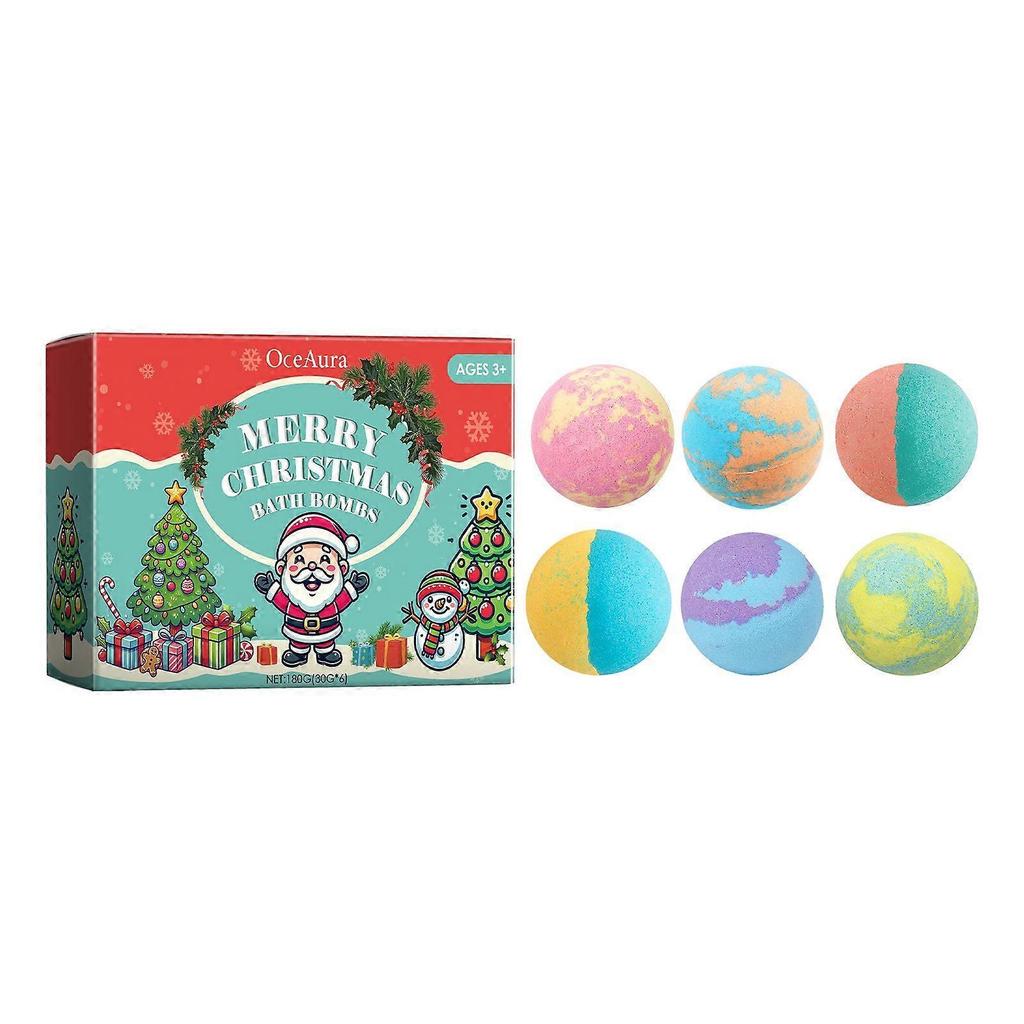 Limited time!!Oceaura Christmas Colored Bath Bombs Bubble Shower Fragrance, Moisturizing, Long-Lasting Scent, Plant-Based Cleansing Bath Balls