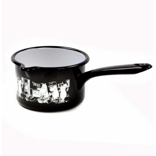 P.O.S. Moomin Muurla Enamel Black Jam Milk Saucepan, approximately 250 x 105 x 145 mm