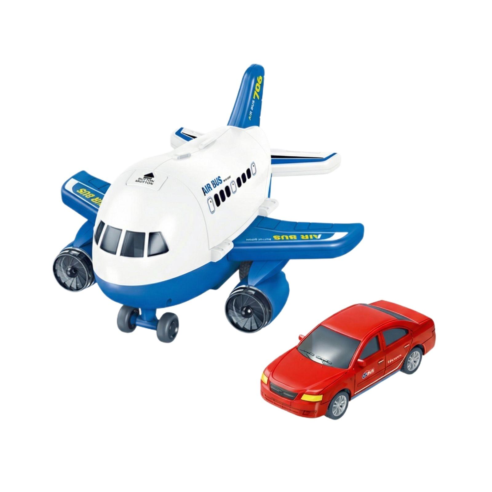 Children s Inertial Toy Catapult Track Transforming Passenger Plane Kindergarten Boy Model синий