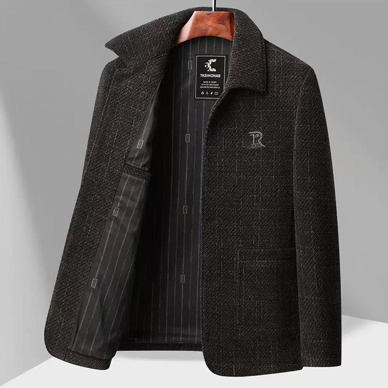 Chenille Wool Jacket for Middle-Aged & Elderly Men - Spring/Autumn Style, Warm & Casual Top for Dad or Grandpa