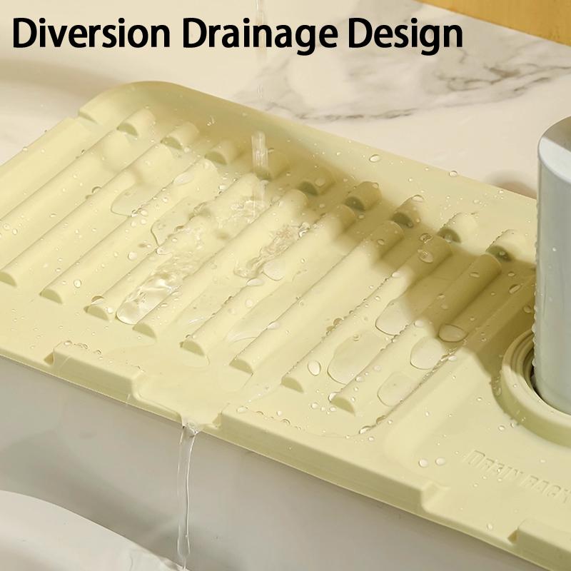 Water Tap Drain Mat Anti-Splash Silicone Kitchen Sink Backsplash Cuttable And Foldable