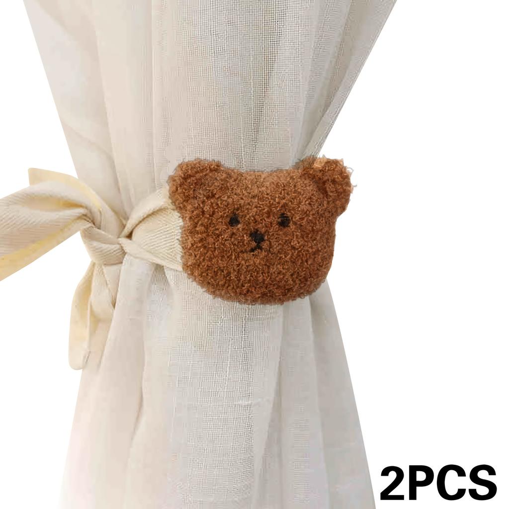 2pcs Modern Polyester Curtain Tiebacks, Adjustable No-Drill 3D Cartoon Animal Design, Creative Window Drapery Holdbacks for Living Room Decor