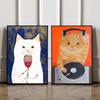 Funny Cartoon Animal Poster Modern Nordic Wall Art Dog Cat Beauty Salon Canvas Painting Cat Playing Guitar Print Home Room Decor